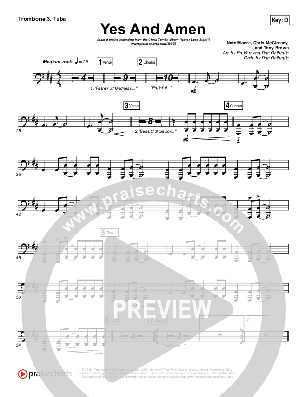 Yes And Amen Trombone 3/Tuba (Chris Tomlin)