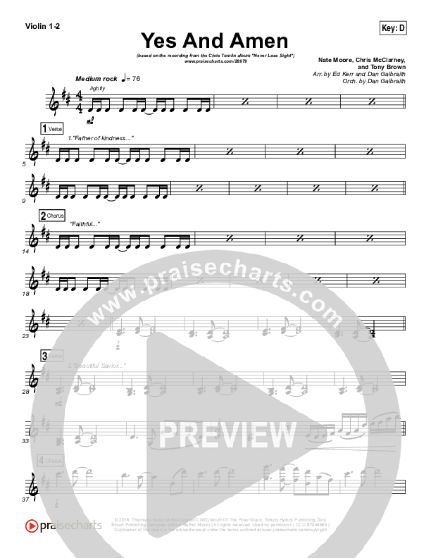 Yes And Amen Violin 1/2 (Chris Tomlin)