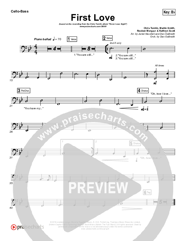 First Love Cello/Bass (Chris Tomlin / Kim Walker-Smith)