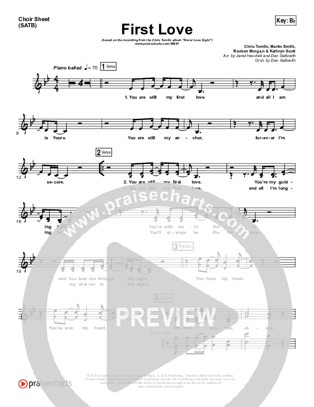 First Love Choir Sheet (SATB) (Chris Tomlin / Kim Walker-Smith)