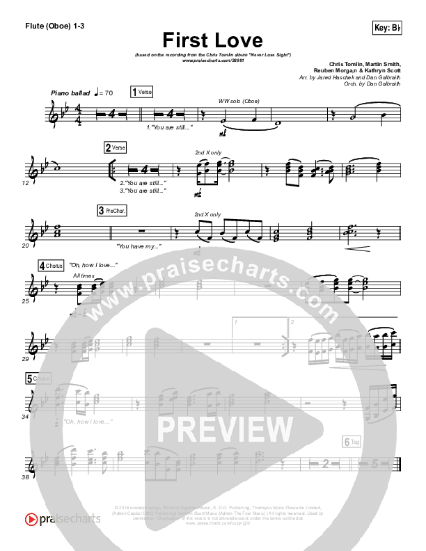First Love Flute/Oboe 1/2/3 (Chris Tomlin / Kim Walker-Smith)