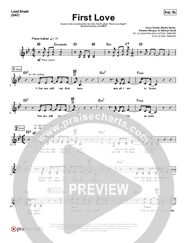First Love Lead Sheet (SAT) (Chris Tomlin / Kim Walker-Smith)