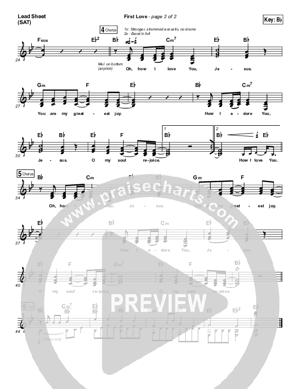 First Love Lead Sheet (SAT) (Chris Tomlin / Kim Walker-Smith)