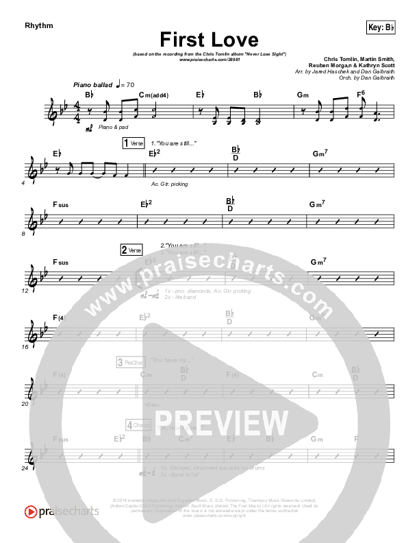 First Love Rhythm Chart (Chris Tomlin / Kim Walker-Smith)