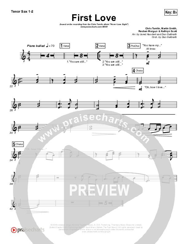 First Love Tenor Sax 1/2 (Chris Tomlin / Kim Walker-Smith)