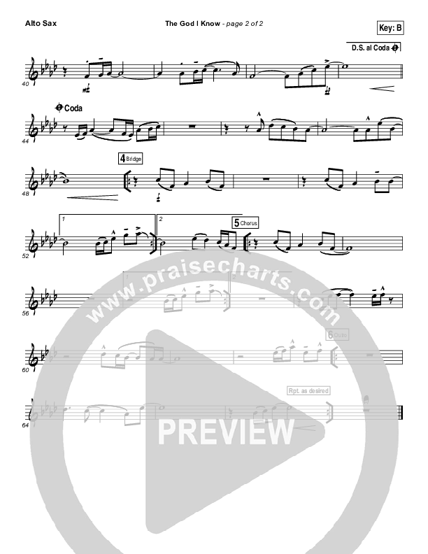 The God I Know Alto Sax (Chris Tomlin)