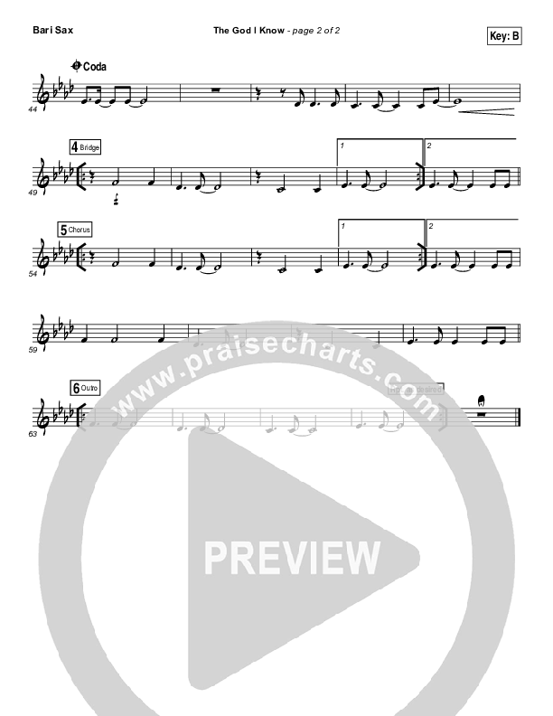 The God I Know Bari Sax (Chris Tomlin)