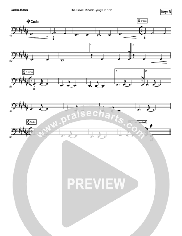 The God I Know Cello/Bass (Chris Tomlin)