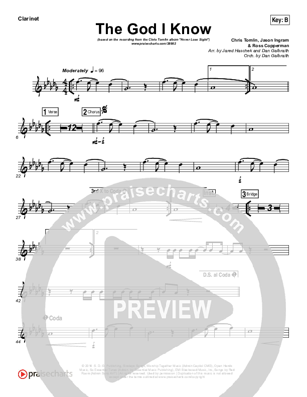 The God I Know Clarinet (Chris Tomlin)