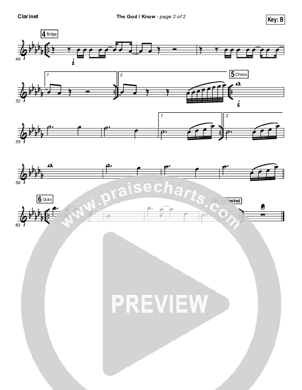 The God I Know Clarinet (Chris Tomlin)