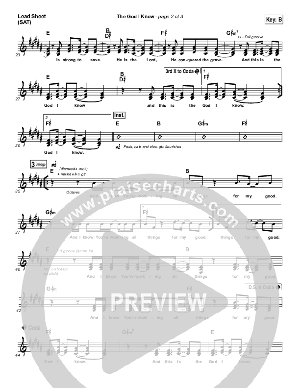 The God I Know Lead Sheet (SAT) (Chris Tomlin)