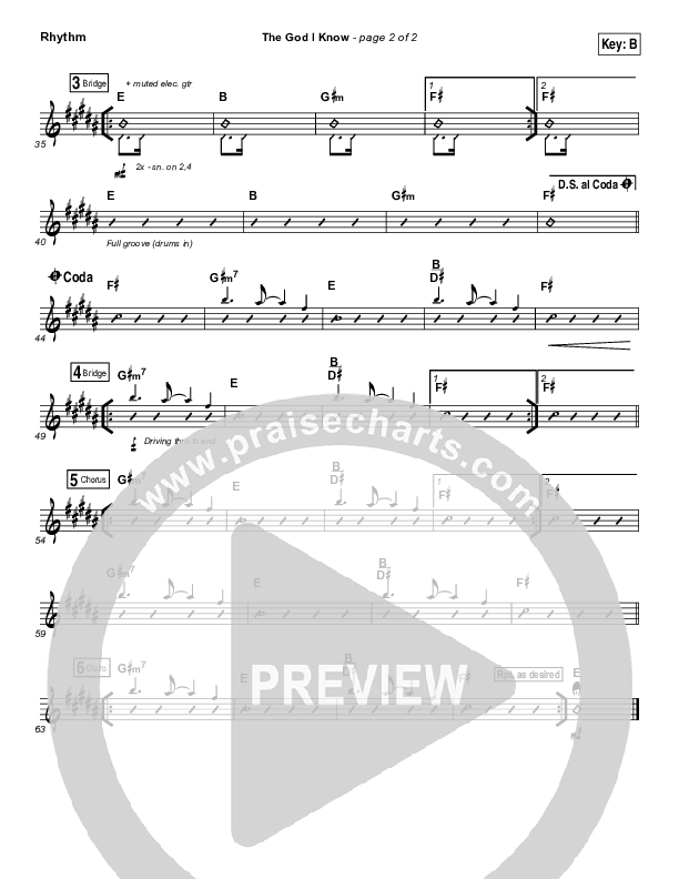 The God I Know Rhythm Chart (Chris Tomlin)