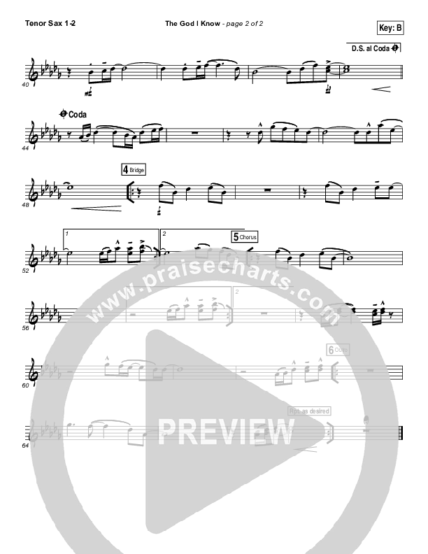 The God I Know Tenor Sax 1/2 (Chris Tomlin)