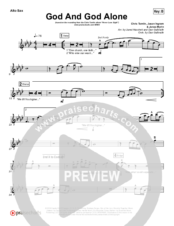 God And God Alone Alto Sax (Chris Tomlin)