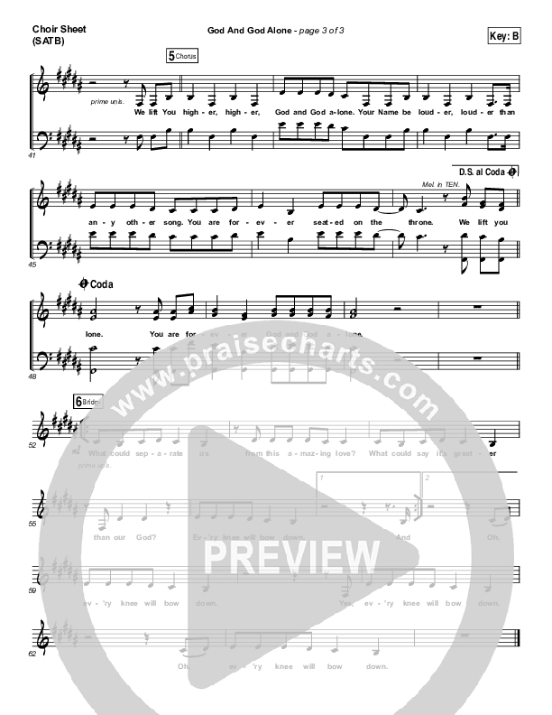 God And God Alone Choir Sheet (SATB) (Chris Tomlin)
