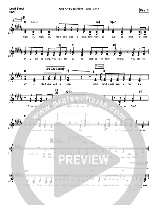 God And God Alone Lead Sheet (SAT) (Chris Tomlin)