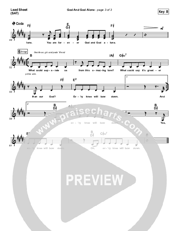 God And God Alone Lead Sheet (SAT) (Chris Tomlin)
