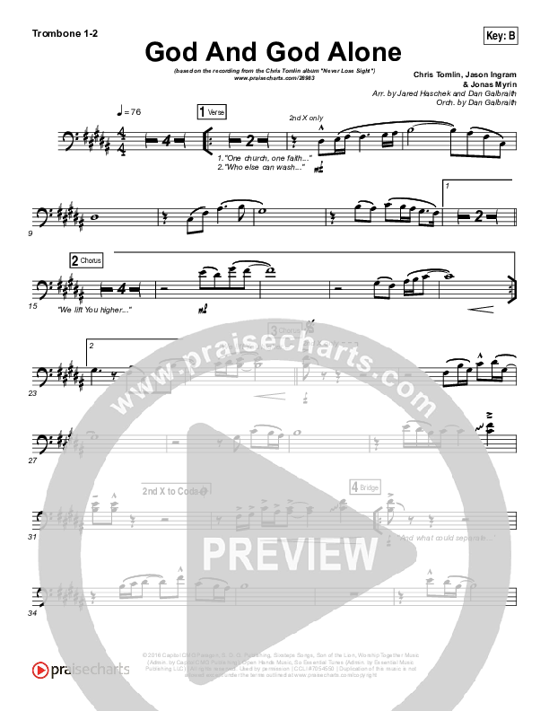 God And God Alone Trombone 1/2 (Chris Tomlin)