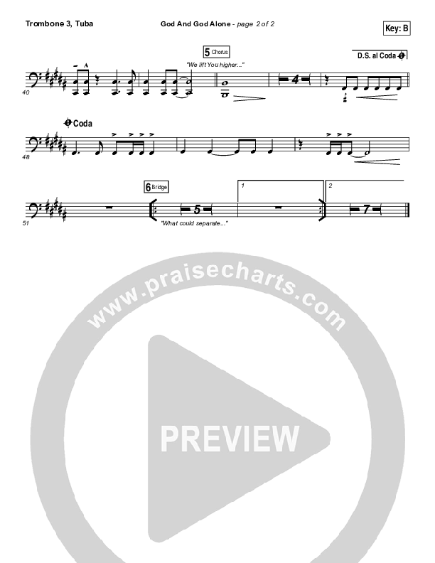 God And God Alone Trombone 3/Tuba (Chris Tomlin)
