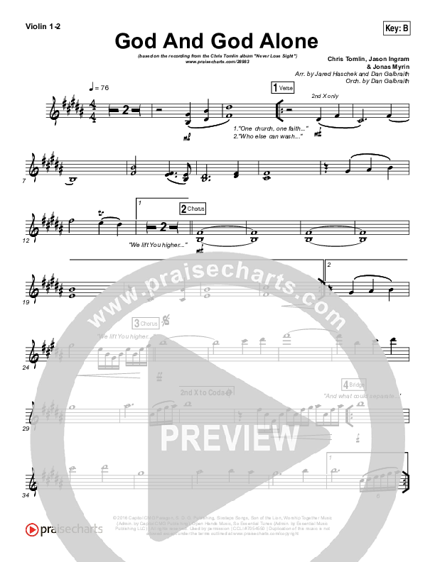 God And God Alone Violin 1/2 (Chris Tomlin)