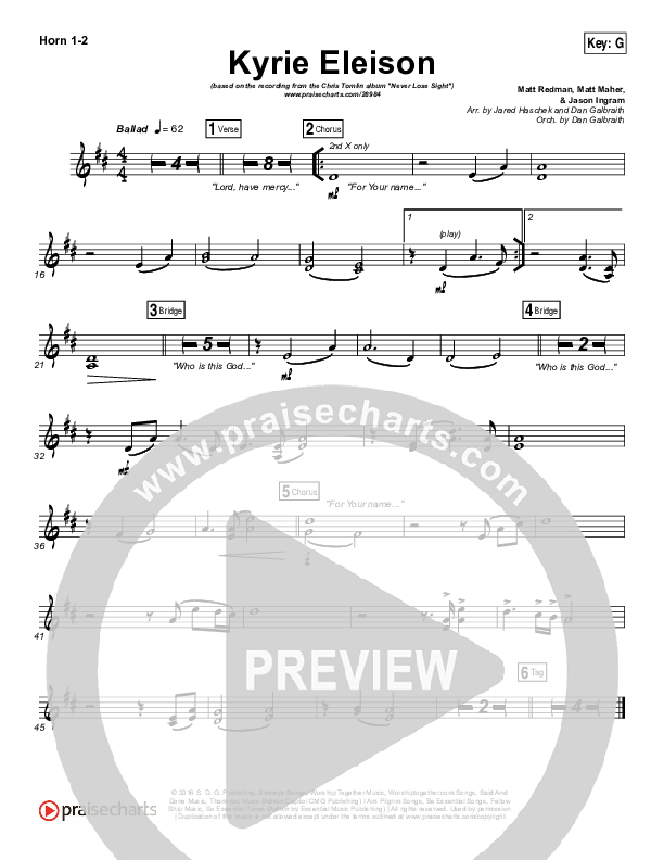 Kyrie Eleison French Horn 1/2 (Chris Tomlin / Matt Maher / Jason Ingram)