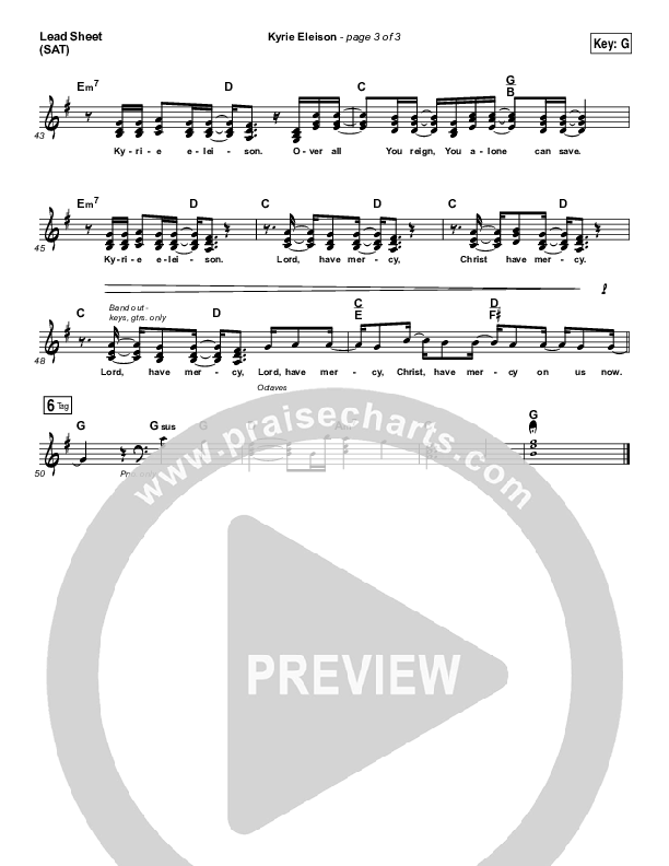 Kyrie Eleison Lead Sheet (SAT) (Chris Tomlin / Matt Maher / Jason Ingram)