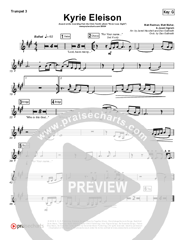 Kyrie Eleison Trumpet 3 (Chris Tomlin / Matt Maher / Jason Ingram)