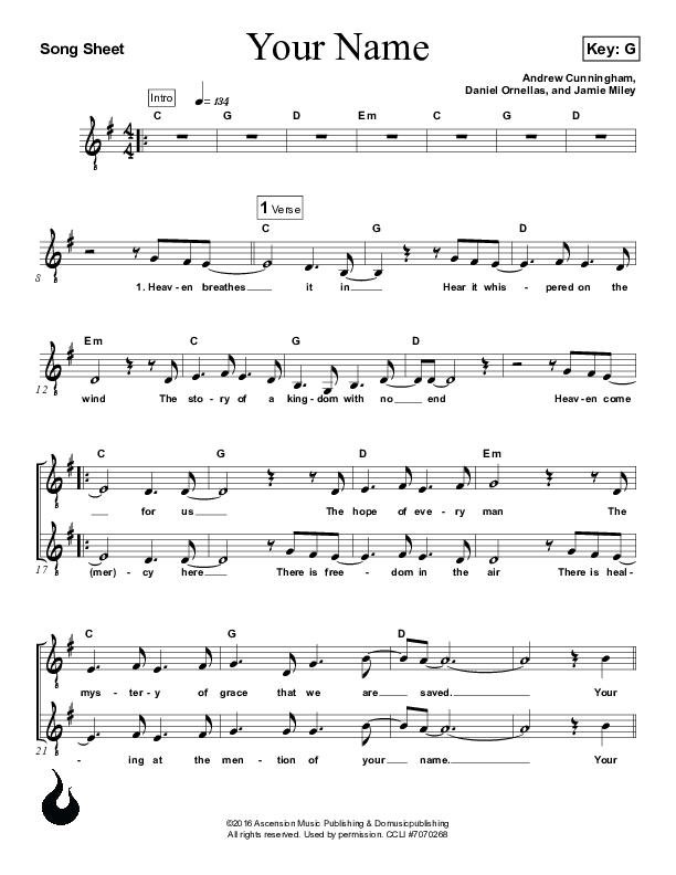 Your Name Lead Sheet (Ascension Worship)