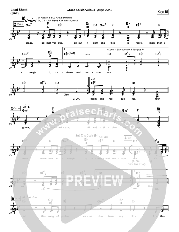 Grace So Marvelous Lead Sheet (Prestonwood Worship / Rick Briscoe)