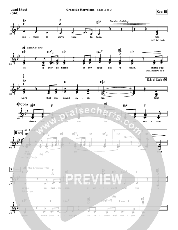 Grace So Marvelous Lead Sheet (Prestonwood Worship / Rick Briscoe)