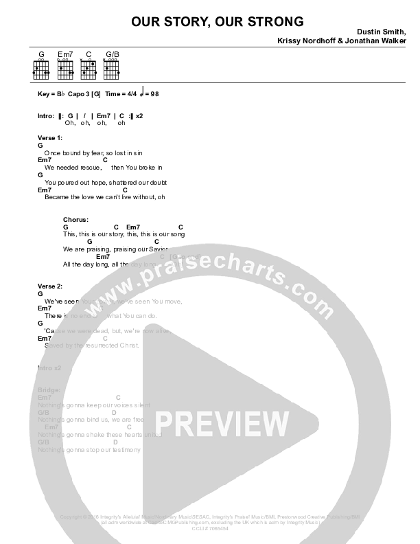 Our Story Our Song Chords PDF (Prestonwood Worship / Jordan Grizzard