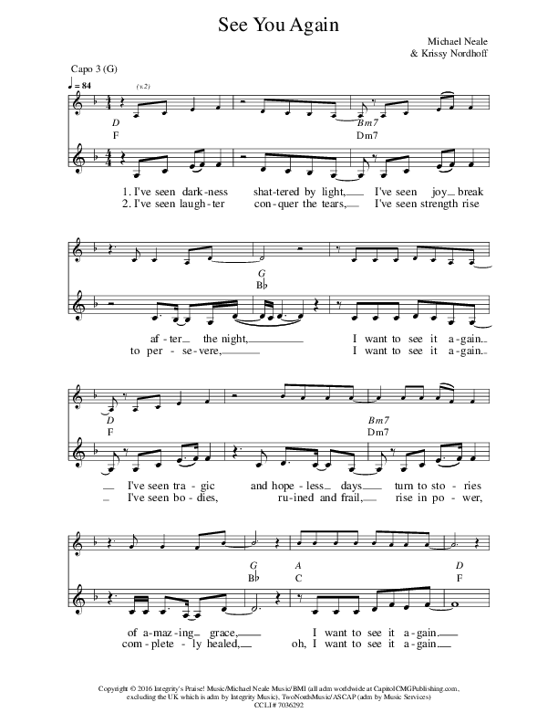 See You Again Lead Sheet (Prestonwood Worship / Megan Duke)