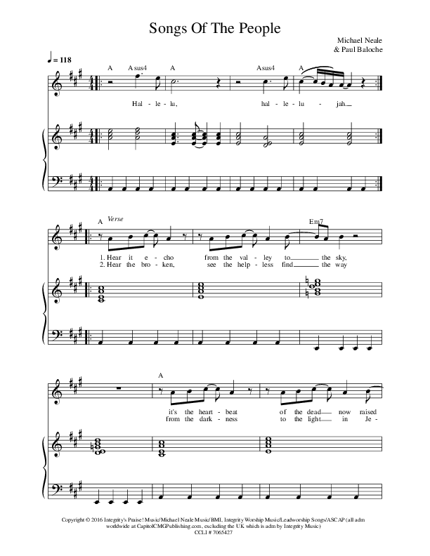 Songs Of The People Piano/Vocal & Lead (Prestonwood Worship / Michael Neale)