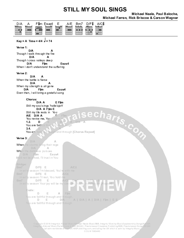 Still My Soul Sings Chords & Lyrics (Prestonwood Worship / Michael Neale)