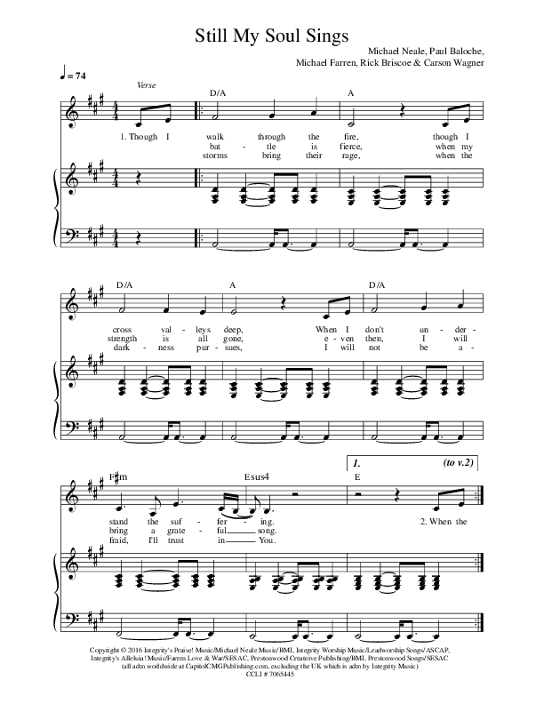 Still My Soul Sings Lead & Piano (Prestonwood Worship / Michael Neale)