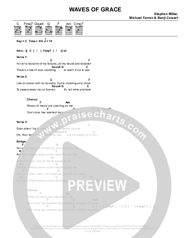 Waves Of Grace Chords & Lyrics (Prestonwood Worship / Stephen Miller)