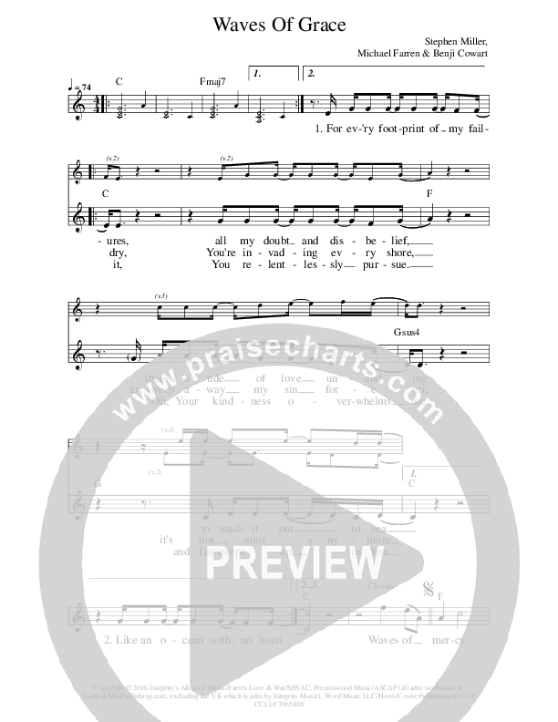 Waves Of Grace Lead Sheet (Prestonwood Worship / Stephen Miller)