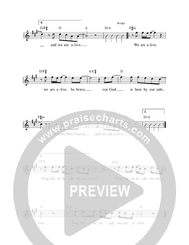 We Are Alive Lead Sheet (Prestonwood Worship / Michael W. Smith)