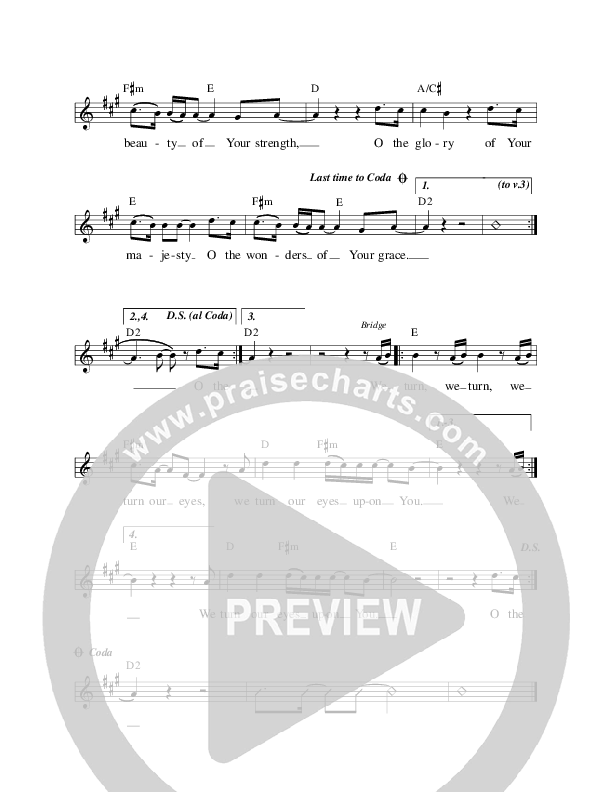 We Turn Our Eyes Lead Sheet (Prestonwood Worship / Paul Baloche)