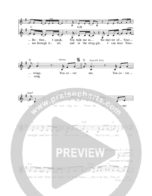 You Cover Me Lead Sheet (Prestonwood Worship / Emily Inman)