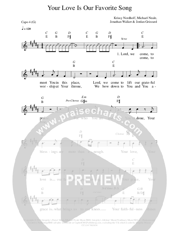 Your Love Is Our Favorite Song Lead Sheet (Prestonwood Worship / Michael Neale)