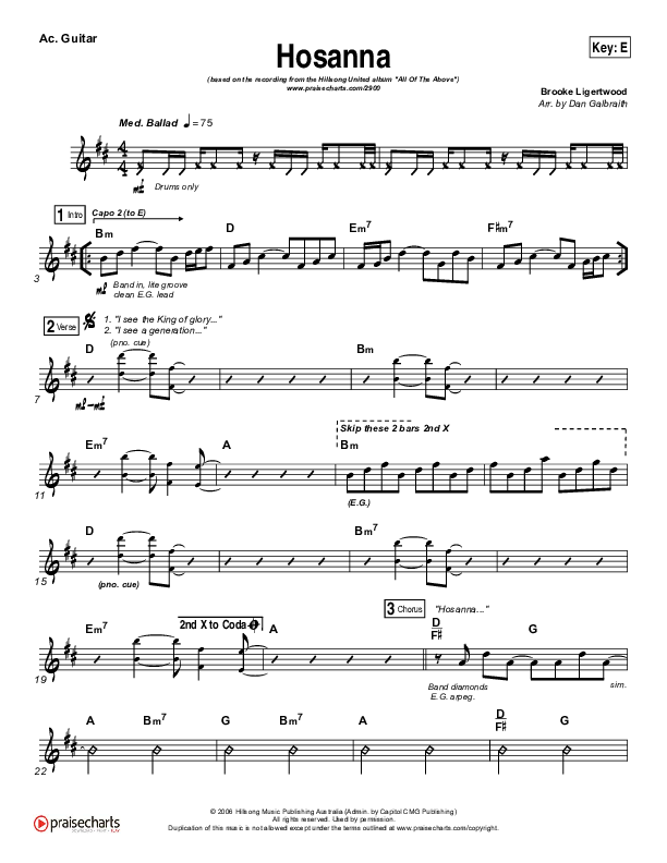 Hosanna Acoustic Guitar (Hillsong UNITED)