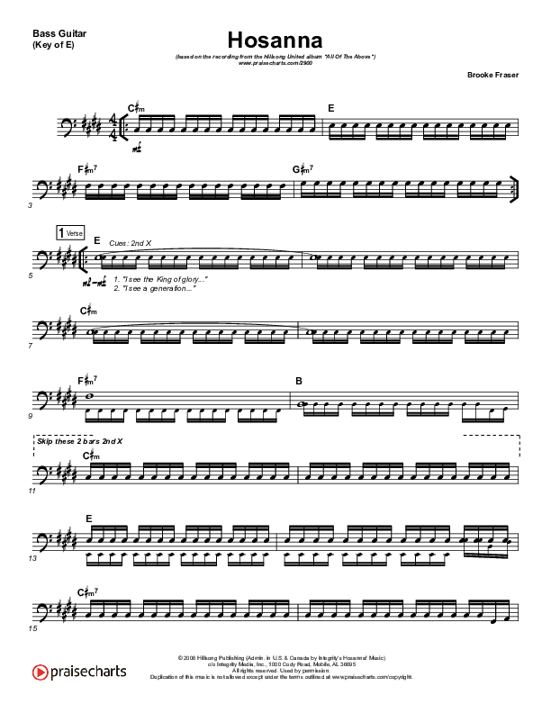 Hosanna Bass Guitar (Hillsong UNITED)
