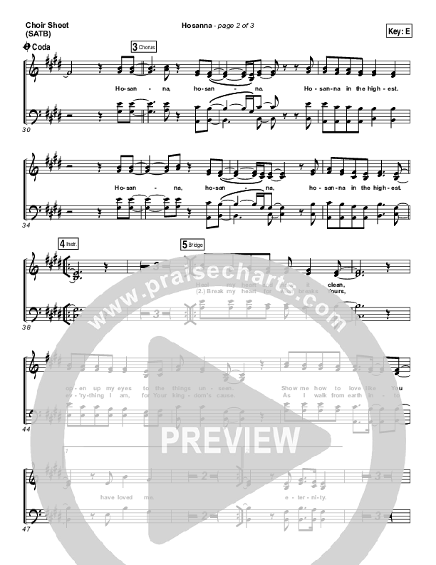 Hosanna Choir Sheet (SATB) (Hillsong UNITED)