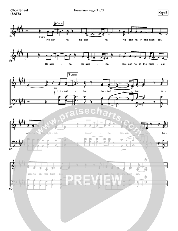 Hosanna Choir Sheet (SATB) (Hillsong UNITED)