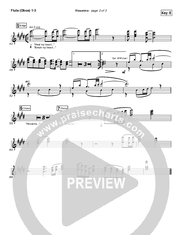 Hosanna Flute/Oboe 1/2/3 (Hillsong UNITED)