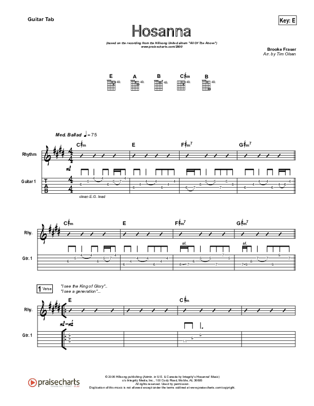 Hosanna Guitar Tab (Hillsong UNITED)