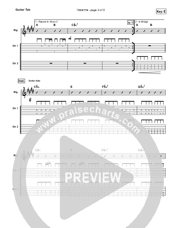 Hosanna Guitar Tab (Hillsong UNITED)