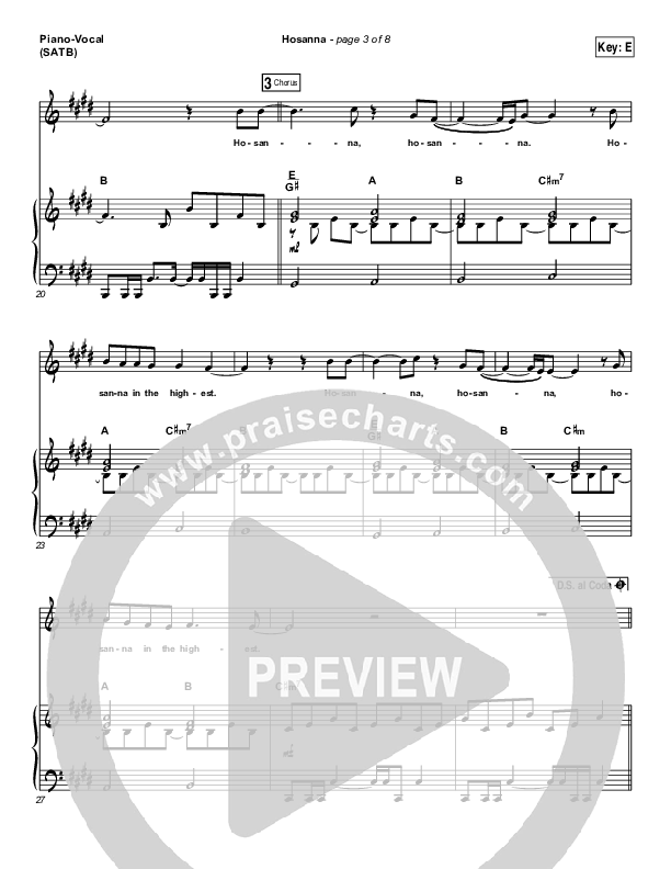 Hosanna Piano/Vocal (SATB) (Hillsong UNITED)