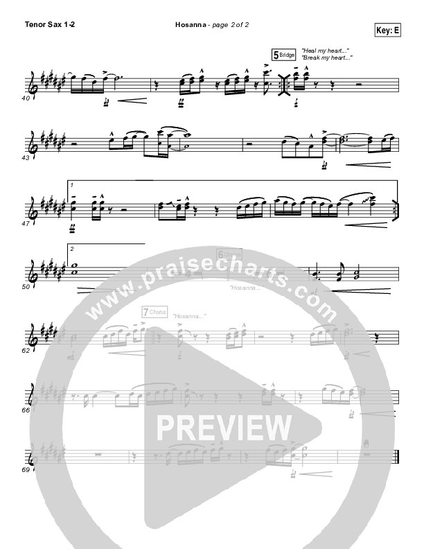 Hosanna Tenor Sax 1/2 (Hillsong UNITED)